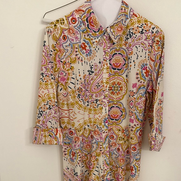 Zara Floral Print Button Down  Midi Dress - Multicolor, Small - Picture 3 of 3